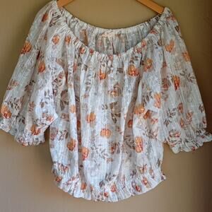 Solitaire Fall Present Style stretchy Balloon Style crochet off shoulder blouse